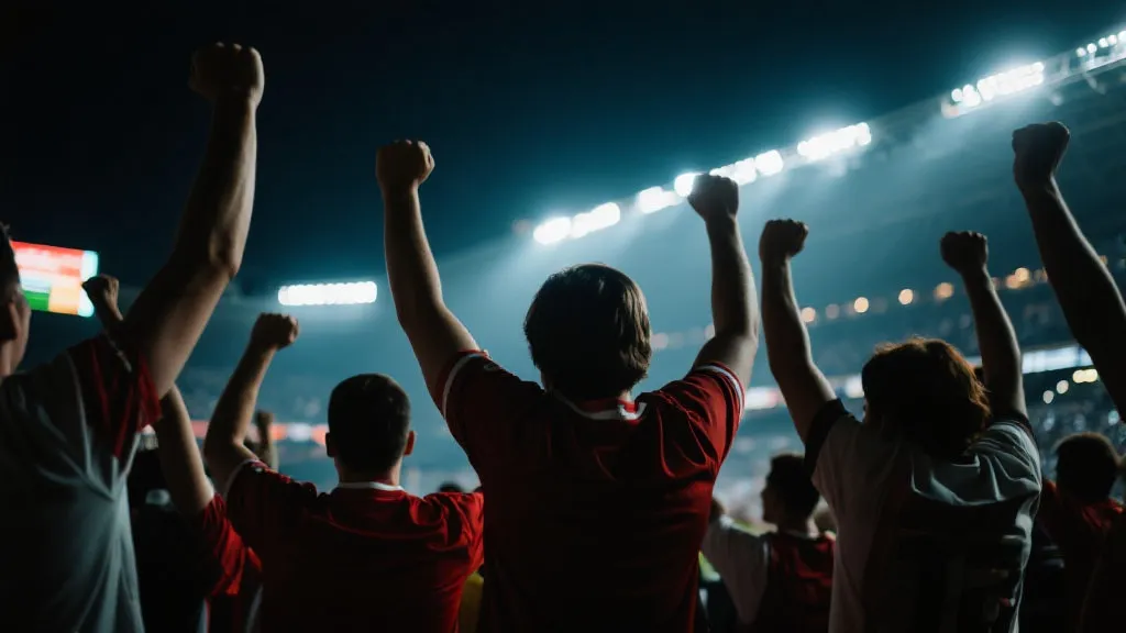 球迷在球场欢呼的体育现场氛围